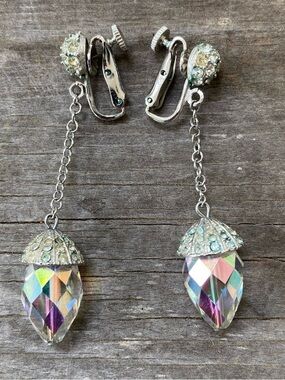 Vintage Vendome Ice Crystal Screw Back Earrings